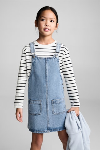 Robe chasuble courte en jean - Bleu