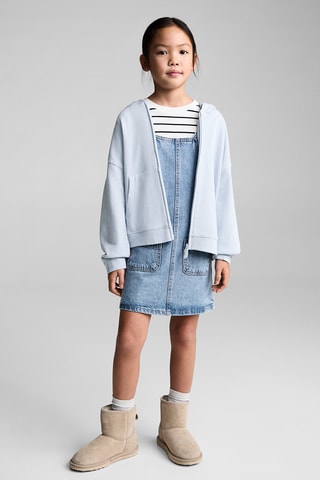 Robe chasuble courte en jean - Bleu