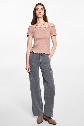 Top bustier froncé - Rose clair