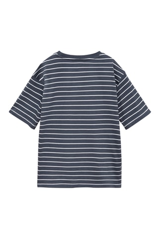 T-shirt coton à rayures - Gris foncé