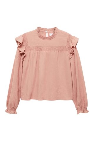 Blouse texturée coton - Rose clair