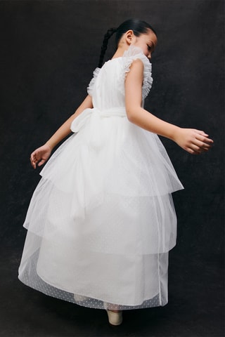 Robe plumetis volants - Blanc