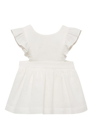 Robe lin volantée - Blanc cassé