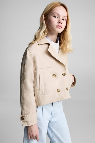 Veste crop double boutonnage - Gris clair