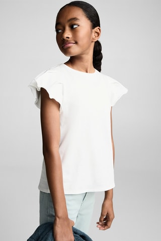 T-shirt volants manches courtes - Blanc cassé