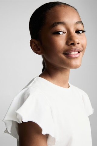 T-shirt volants manches courtes - Blanc cassé