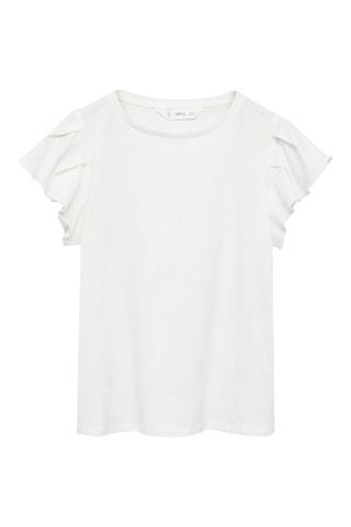 T-shirt volants manches courtes - Blanc cassé