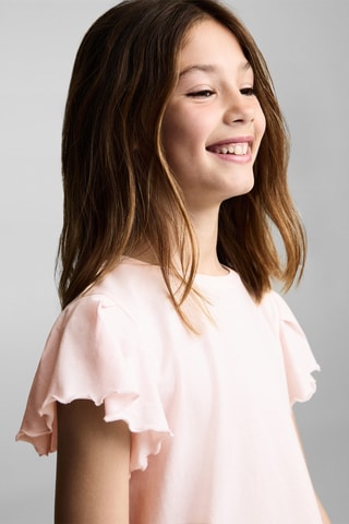 T-shirt volants manches courtes - Blanc cassé