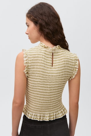 Top imprimé volanté - Blanc cassé