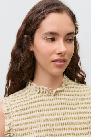 Top imprimé volanté - Blanc cassé