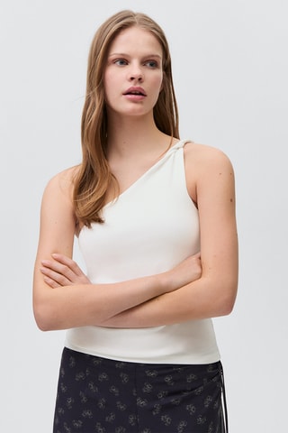 Top asymétrique coton - Blanc cassé