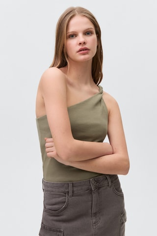 Top asymétrique coton - Blanc cassé