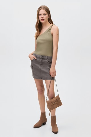 Top asymétrique coton - Blanc cassé