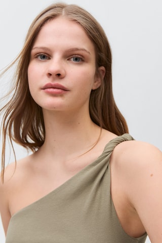 Top asymétrique coton - Blanc cassé