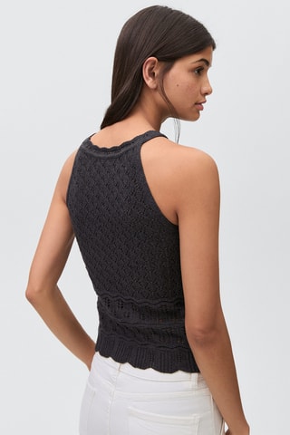 Top empiècement broderie suisse - Anthracite