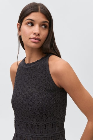 Top empiècement broderie suisse - Anthracite