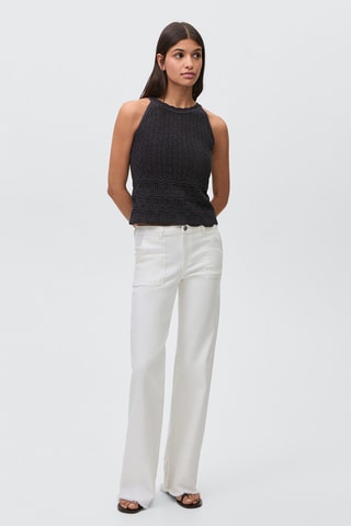 Top empiècement broderie suisse - Anthracite