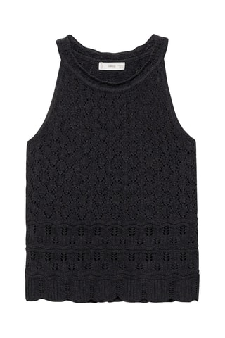 Top empiècement broderie suisse - Anthracite