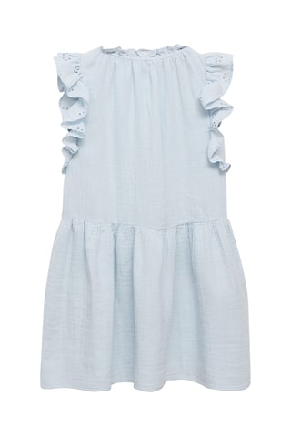Robe brodée à volants - Bleu clair