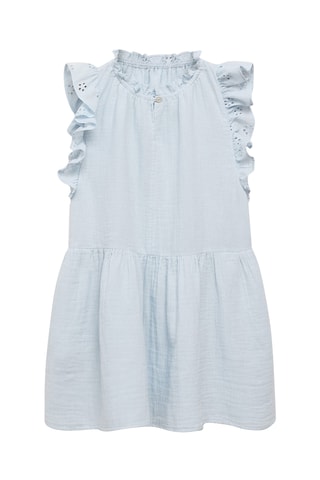 Robe brodée à volants - Bleu clair