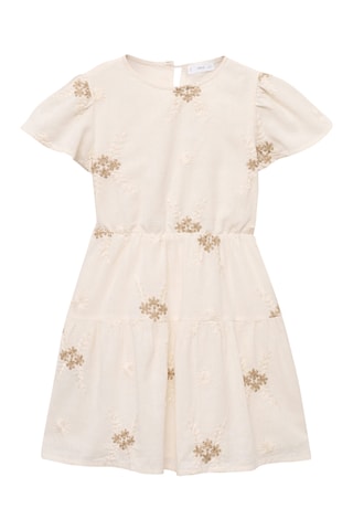 Robe courte détail brodé - Blanc cassé