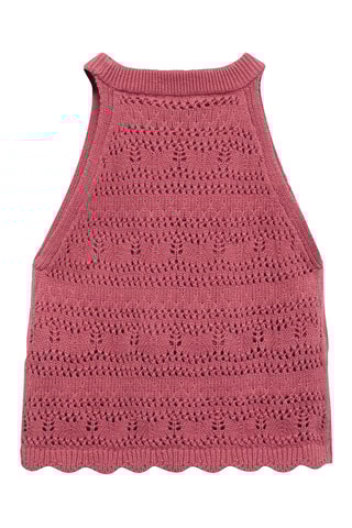 Top maille ajourée coton - Rouge