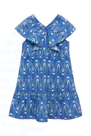 Robe imprimée manche volant - Bleu