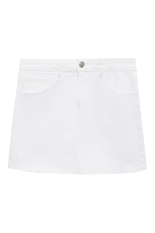 Minijupe jean ourlet effiloché - Blanc cassé