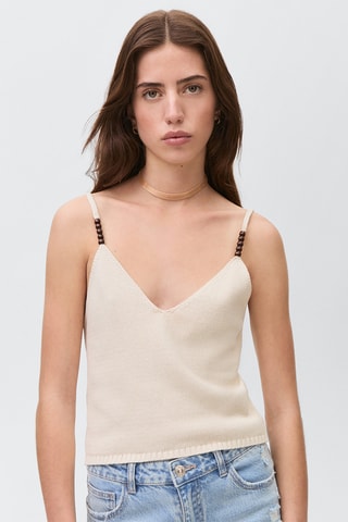 Top détail perles - Sable