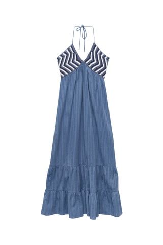Maxi robe empiècement crochet - Bleu