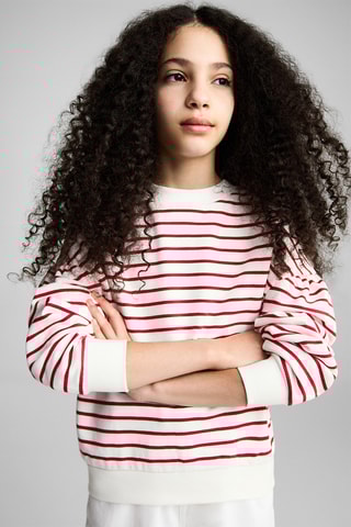 Sweat-shirt coton rayures - Rouge