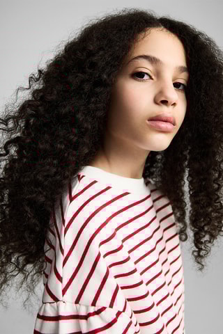 Sweat-shirt coton rayures - Rouge