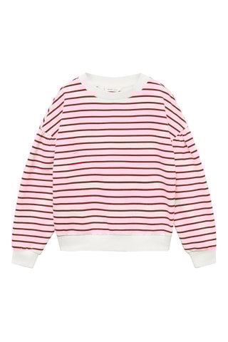 Sweat-shirt coton rayures - Rouge
