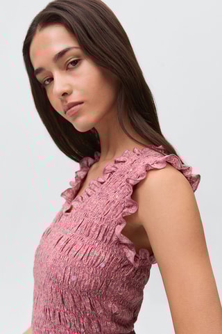 Top froncé à volants - Rose