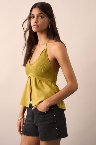 Short en jean à clous - Noir