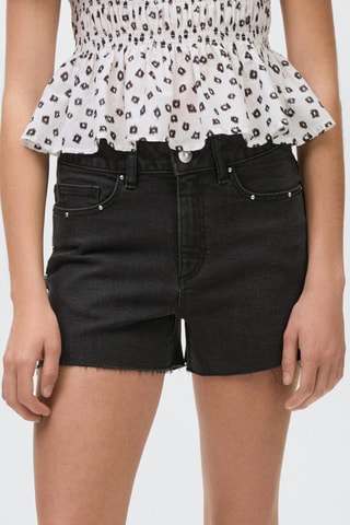 Short en jean à clous - Noir