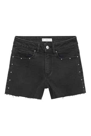 Short en jean à clous - Noir