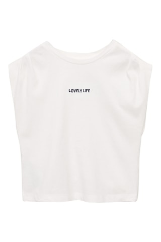 T-shirt message plis épaules - Blanc cassé