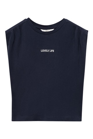 T-shirt message plis épaules - Blanc cassé