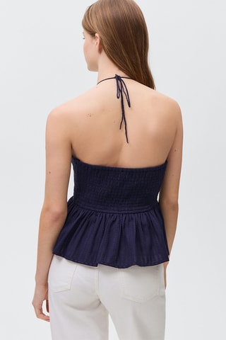 Haut crochet perles - Bleu marine