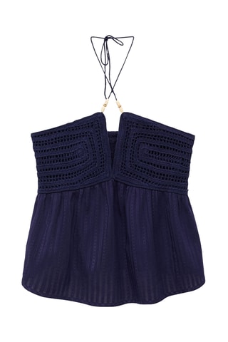 Haut crochet perles - Bleu marine