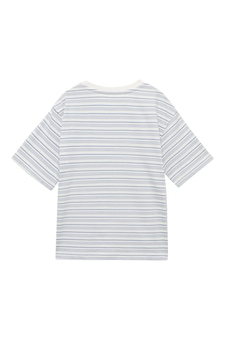 T-shirt rayures détail brodé - Bleu