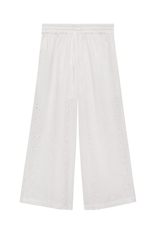 Pantalon droit brodé - Blanc cassé