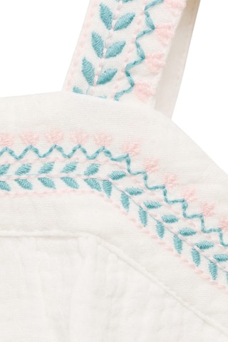 Blouse plissée à broderie - Blanc