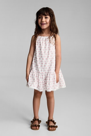 Robe bretelles broderie florale - Blanc