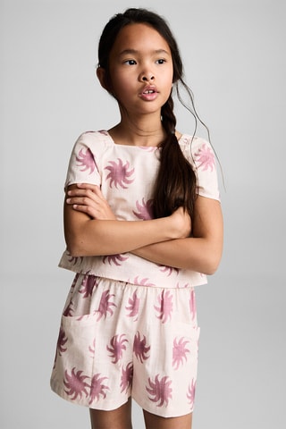 Blouse crop imprimée - Rose