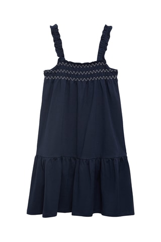 Robe brodée volant - Bleu marine