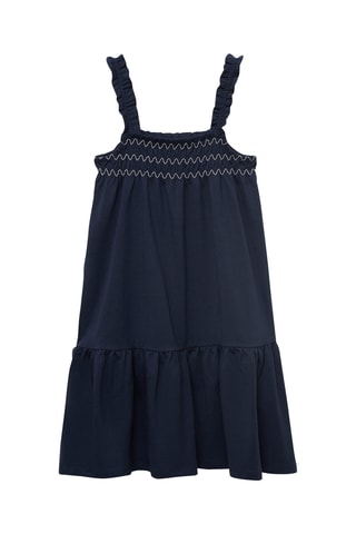 Robe brodée volant - Bleu marine