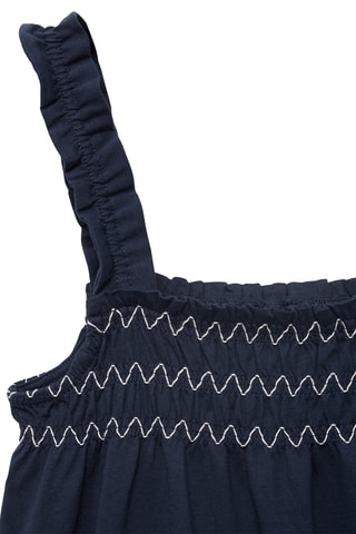 Robe brodée volant - Bleu marine