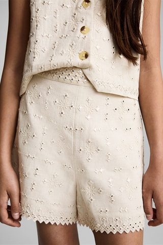 Short miroirs brodés - Gris clair